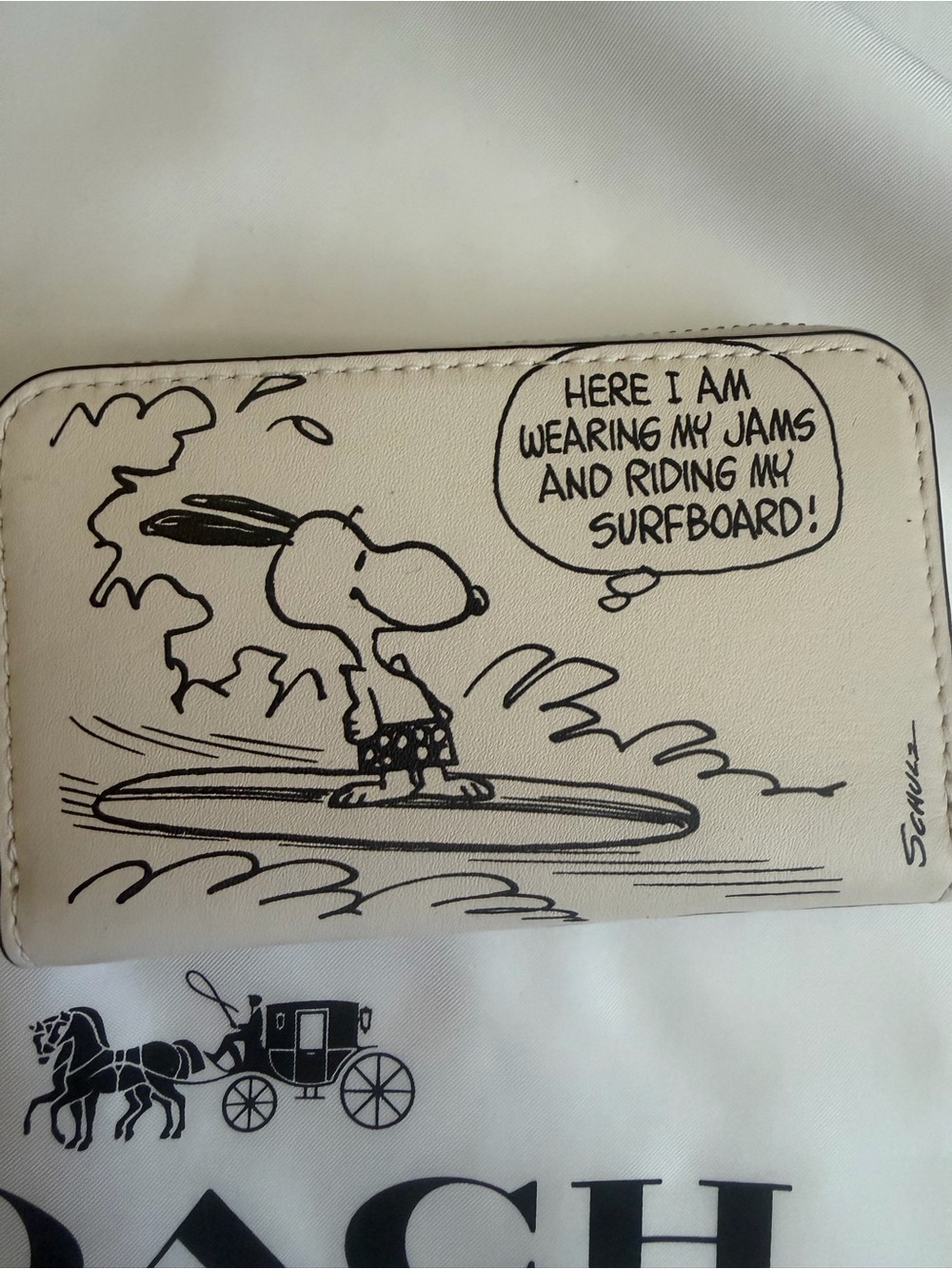 NWT Coach X Peanuts Cream Snoopy Zip Card Case Wallet HTF - Picture 2 of 8